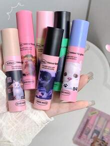 6-Color A+B Set Kekemood Cute Kitty Cake Lip Balm Set, Matte Finish Non-Stick Lip Gloss & Lip Cream, Moisturizing For Students, Lip Brush Included,Giveaways - Multicolor - View 7