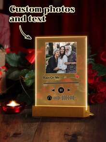 Personalized Custom Picture Frames With LED Night Light Christmas Gifts New Year Acrylic Heart Plaque Wooden Stand Table Lamp Customized Photo, Mother's Day Anniversary Birthday, Unique Gift For Couples, Girlfriend, Boyfriend, Family, And Friends - Perfect For Christmas, Birthday, Anniversary, And Romantic Occasions, Personalized Gifts ,Urban Gala ,Fashion Decor - Multicolor - View 19