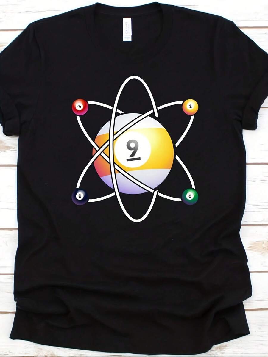 Billiard Ball Atom Shirt, Cue Sport, Billiard Ball Design, Pocket Billiards, Billiard Table, Pool Shirt, Cue Stick, Pool Shark, Atom Graphic - Phong cách 22 - Xem 1