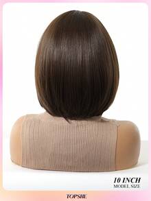 [Velvet Locks]New 13*4 Glueless Front Lace Wig 12 Inch Black Brown Short Straight Hair Wig Fashion Women No Bangs Pre-Trimmed Heat Resistant Synthetic Hair Soft And Smooth Suitable For Beginners Daily Wear, Y2K Style, Party, Cosplay, Dance, Travel, Festival - 咖啡棕 - 查看 6