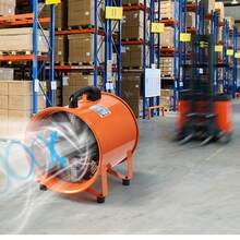 Ventilador portátil , ventilador cilíndrico resistente de 8 pulgadas con manguera de conducto de 16,4 pies, soplador de escape de taller potente de 195 W 1070 CFM, soplador de uso industrial para aspirar polvo, humo, humo en el hogar/lugar de trabajo - 195 W 1070 CFM - Ver 9