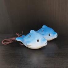 1pc 6-Hole Ceramic Ocarina - Mini Musical Instrument, Creative New Design, With Rope (Random Color) - Multicolor - View 5