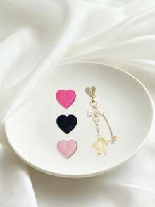 Diy Jewelry Accessories, Metal Polished Heart Buckles Women's Pearl Heart Bag Charms, Retractable & Foldable Design Saves Space, Perfect For Diy Jewelry Making, Bag Decoration, Home Desktop Use, Office Workstations, Student Dorms, Commutes & Daily Phone Usage.It Is A Great Choice For Birthdays, Halloween, And Christmas.