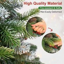 5 Ft Prelit Snow Flocked Christmas Tree With 250 Warm LED Lights, Premium Holiday Artificial Xmas Tree With 518 Realistic Branch Tips, Metal Stand For Indoor Home/Office Decor (Easy Assembly)-HOME - 未點亮的漿果樹 - 查看 5