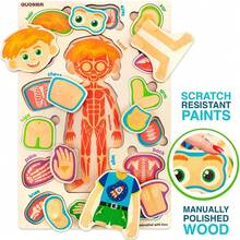 QUOKKA Puzzles For Kids – Montessori Puzzles For Toddlers 3-5 – Preschool Game Learning Human Body Parts Anatomy Skeleton – Educational Toys For Boy & Girl - Các bộ phận cơ thể - Xem 6