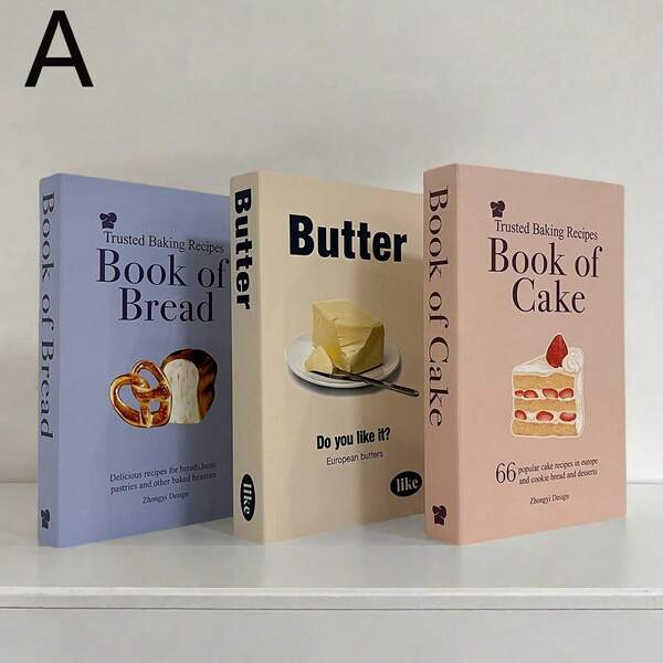 3 pezzi Moderni e alla moda libri finti pieghevoli, ornamenti decorativi per scaffale da tavolo minimalista