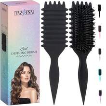 Curl Defining Brush, Curly Hair Brush For Styling, Shaping, Detangling & Defining Curls For Women And Men, Curl Brushes For Curly Hair Work On All Wet Or Dry Hair Types (Green) - Black - View 13