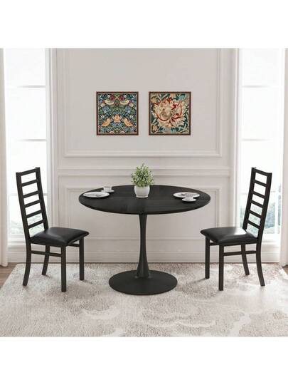 Set Of Metal Dining Chairs, Steel Legs PU Leather Seats, Armless High Back Kitchen, Living Room, Grijs view 2