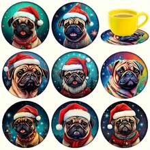8pcs/Set Wooden Cup Coasters, Suitable For Various Commercial Venues Christmas Theme, Applicable For Living Room, Kitchen, Dining Room, Gift Giving, 1 Set Of 8pcs, 200 Sets Of 1600pcs - Multicolor - View 1