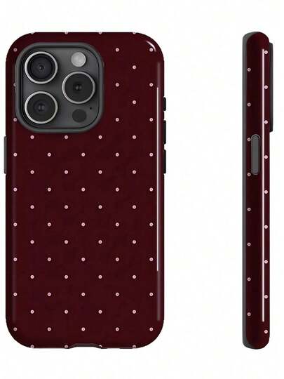 This Matte Burgundy Base With Pink Polka Dots 2-In-1 Phone Case Is Compatible With IPhone 17, 17 Air, 16, 15, 14, 13, 12, 11, PRO MAX, And PLUS. The Elegant Design Is Suitable For Both Men And Women, Making It An Excellent Gift For Your Girlfriend On Occasions Like Christmas, Valentine's Day, Easter, Wedding Season, And Birthdays!