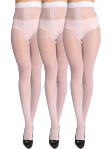 1pc/3pcs/6pcs Women's Solid Black Leggings, Ultra-Thin Crotch Reinforced Pantyhose High Waist Stockings - Suitable For Women Under 60kg