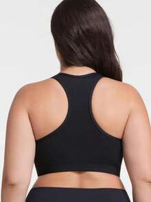 Reggiseno sportivo da donna con zip frontale, colore a contrasto, taglie comode, imbottitura rimovibile, adatto per attività all'aperto, yoga e sport - nero - Visualizzare 5