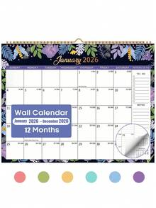 2026 Calendar, 12-Month Calendar From January 2026 To December 2026, 11.5" X 14.7", Spiral Binding Hanging Monthly Wall Calendar, Perfect For Home Or Office,Midnight Garden - Multicolor - View 1