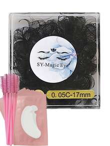 1000 Piezas por caja, 20D, Grosor 0,05 mm, 8-18 mm, Rizo C/D, Extensiones de pestañas con abanico premontado, con 10 Piezas de almohadillas para extensiones de pestañas y 10 Piezas de cepillos para pestañas, Suave y natural, Fácil de transportar, Pestañas postizas hechas a mano, Para fiestas y viajes, Navidad