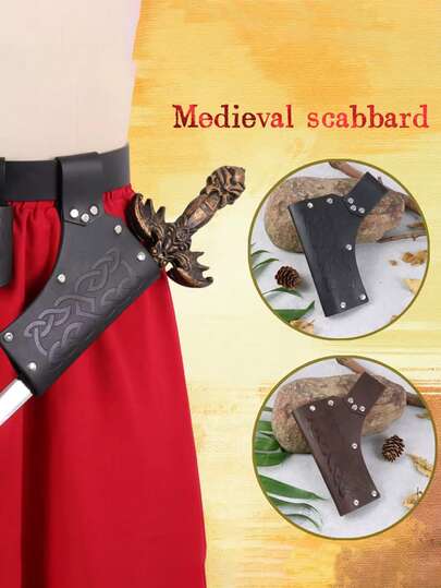 Medieval Viking Medieval Knight Belt Sword Sheath - Halloween Cosplay Weapon Accessories With Leather Strap Propss