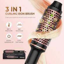 UKLISS 圣诞特别版多功能电动卷发梳 – 陶瓷加热造型梳，采用双PTC技术 | 快速加热，防烫设计，温暖的冬季礼物，送给女性、妈妈和女朋友 - 美規A型插(110-127V) - 查看 5