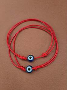 1 Set Of 2 Handmade Evil Eye Decor Bracelets, Adjustable Friendship Bracelets Suitable For Boys, Girls, Daily Wear Or Gift For Friends - Multicolor - View 5