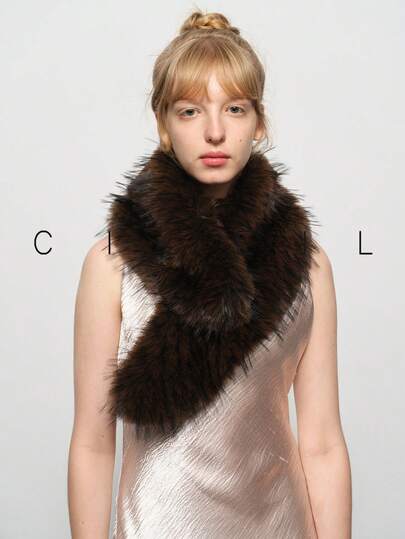 1 pieza Bufanda casual versátil de mujer de unicolor degradado de poliéster polar, para uso diario