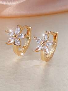 1 Pair Delicate Floral Earrings, Gentle & Fashionable Korean Style, Suitable For Daily Wear