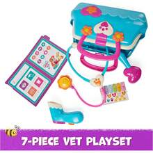 Vida the Vet, Bolsa de Veterinario con 5 Accesorios de Kit médico Veterinario, 1 Juguete de Peluche de Palomitas de maíz y Pegatinas, para Juego de Disfraces, Juguetes para niños para niñas y niños a - 1 - Ver 8