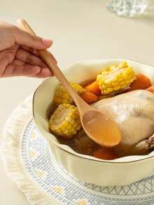 1pc Wooden Ladle With Long Handle, Soup Spoon For Eating, Eating Utensil With Wooden Handle, Wooden Soup Spoon For Home Use, Wooden Spoon, Log Soup Spoon For Drinking Porridge, Eating Utensil For Home Use, Household Mixing Spoon - Multicolor - View 9