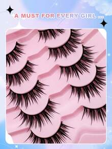 5 Pairs Of Fluffy Eyelashes, 3D Natural Fluffy Swallowtail Eyelashes, Lightweight Artificial Mink Eyelashes, Natural Cat Eye Eyelashes, Reusable Eyelashes Daily Wear, Halloween, Christmas, Dates & Party - Criss Cross lashes - View 5