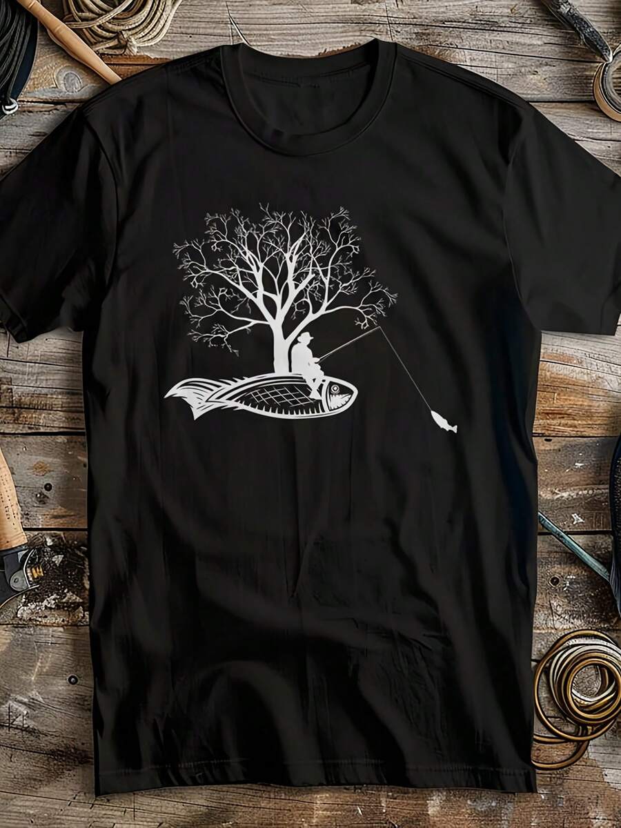 Man Sat On Fish T-Shirt Hook Yours A Fishing Tee Pm Midweight T-Shirt - 款式22 - 查看 1