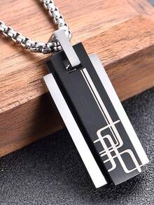 Fashionable and Popular Men Geometric Charm Necklace Stainless Steel Punk Hip Pop Style for Jewelry Gift and for a Stylish Look - Black - View 2