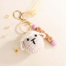 1pc Customized Plush Animal & Wooden Bead Letter Keychain, Deer/Lion/Bear/Elephant/Fox/Koala, Star Fur Ball Personalized Bag Charm, Name Tag, Unique Handmade Gift