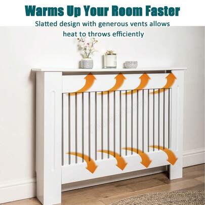  HSHa Vertical Slat Heater Covers, MDF Radiator Cover Wooden Cabinet Shelving Radiator Shelve For Home Office Vertical Slatted Vent, Dust Covers, Wooden Furniture