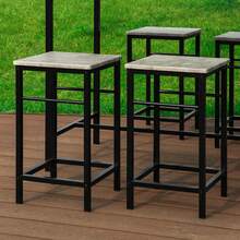 SoBuy OGT11 Bar Table Set 5-Piece Dining Table Bistro Table With 4 Chairs Seating Group - Grey - View 9