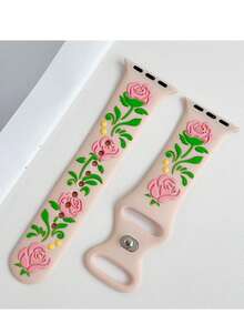 1pc Elegant 3D Embossed Colorful Rose Silicone Strap Strap Compatible With Apple Watch Band 38mm 40mm 41mm 42mm 44mm 45mm 49mm (S10 42)Mm (S10 46)Mm Women, Fashionable Soft Silicone Sports Band Compatible With Iwatch Series 11 Ultra 3 SE3 Ultra 2 S10 SE2 9 8 7 SE 6 5 4 3 2 1, Perfect Gift For Thanksgiving,Halloween,Birthdays,Valentine's Day Gift,For All Ages.