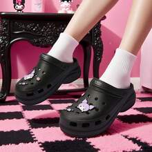 Miniso Sanion Kuromi 女款白色中厚鞋底 Crocs EVA 材质舒适耐磨日常出游新选择（1 件） - 黑色 - 查看 8