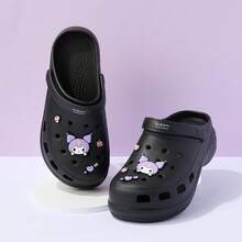 Miniso Sanion Kuromi 女款白色中厚鞋底 Crocs EVA 材质舒适耐磨日常出游新选择（1 件） - 黑色 - 查看 1