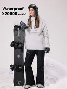 VECTOR MOTION Hiber 直筒滑雪裤，男女通用，加厚，有弹性，耐用，透气，适合单/双板滑雪 - 黑色 - 查看 4