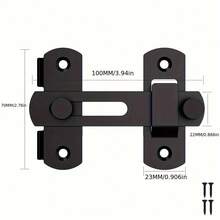 1pc Universal Door Lock, Stainless Steel Manual Handle, 180° Flip Sliding Lock For Garage Bathroom Outdoor, No Battery No Electricity Needed - 黑色 - 查看 2