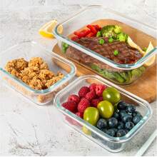 10/2pc Green Glass Food Storage Container Lid, Airtight Glass Meal Preparation Container, Reusable Food Container With Leak-Proof Latch Lid, Suitable For Leftovers, Takeout, Oven, Microwave, Refrigerator, Frozen  Lunch Container - 綠色 2pcs - 查看 7