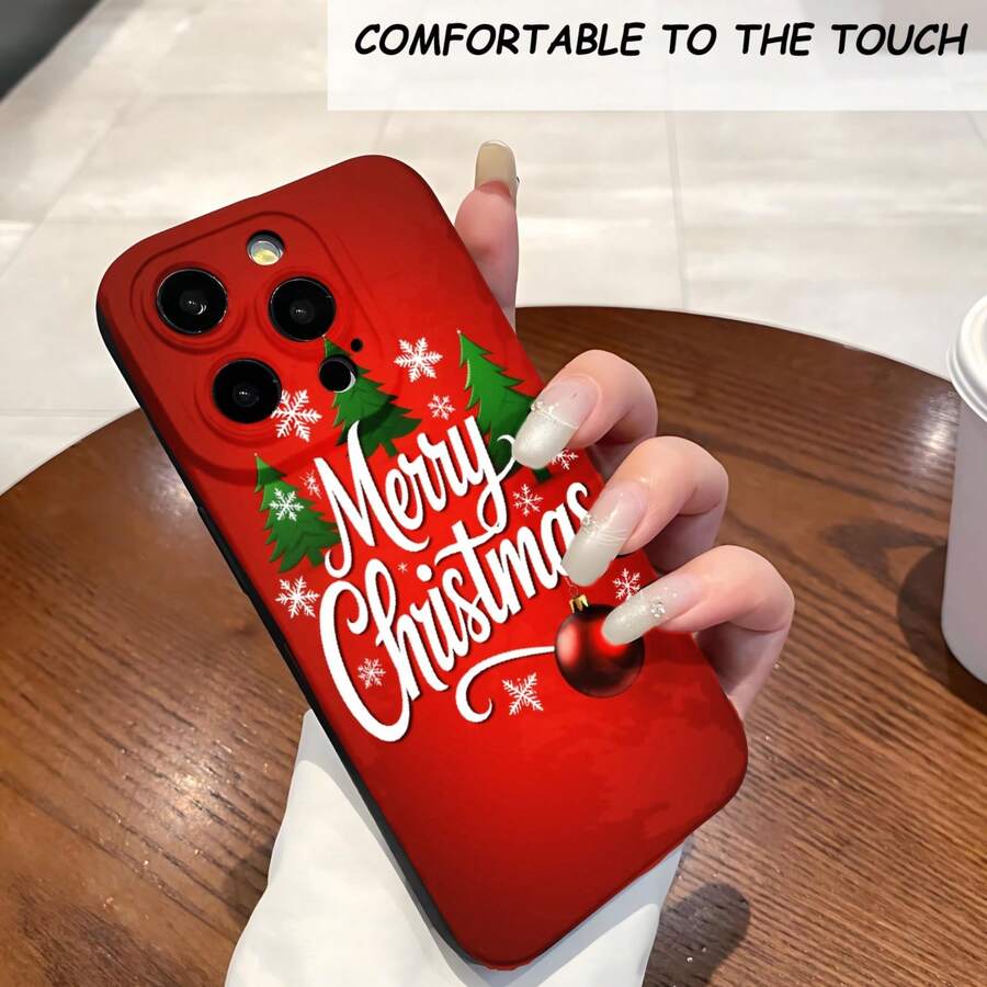 1PC Phone Case ,  Merry Christmas Tree Snowflake Ornament , Stylish Phone Case, Phone Decoration, All-around Lens Protection, Creative Small Gift, Funny Gift for Boys and Girls