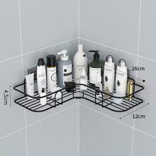 1 Stück Wandecke Aufbewahrungsregal aus Schmiedeeisen, Dreieck Regal für Badezimmer/Küche, schwere Ausführung ohne Bohren erforderlich