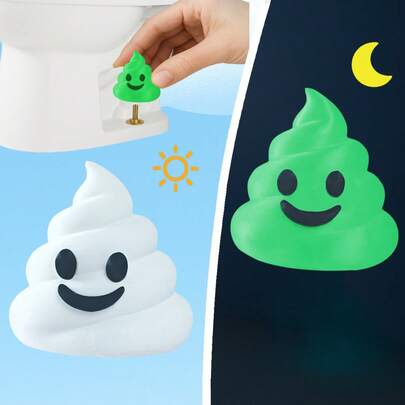 2pcs Glow-In-The-Dark Funny Poop Shaped Toilet Bolt Covers, Blue/Green, Cute Cartoon Toilet Screw Caps, Easy To Install Bathroom Accessories