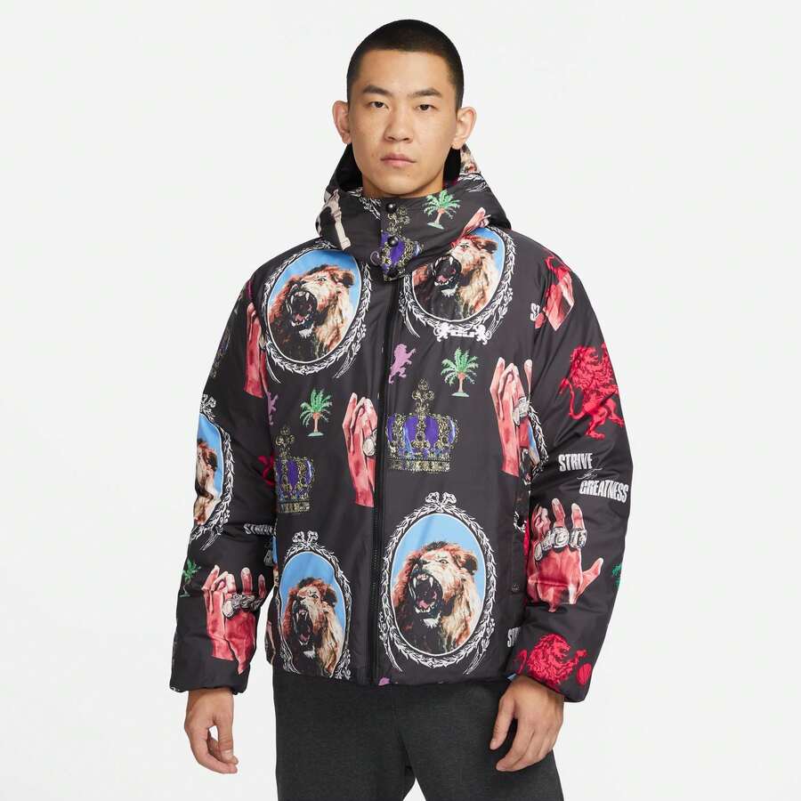 Chaqueta deportiva de plumón Nike AS LJ M NK TF DWNFL JACKET para hombres FB6975-010 - Negro/Gris - Ver 1