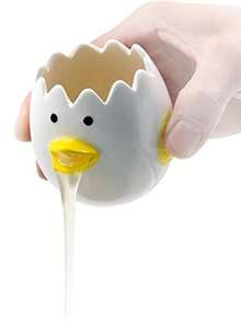 1pc Funny And Cute Egg Separator, Ceramic Vomit Egg Yolk And White Separator, Practical Household Small Egg Filter Separator, Kitchen Gadget Baking Aids, Dishwasher (Yellow) Pink Kitchen Ornaments Healthy Meal Practical Tool Egg White Separator