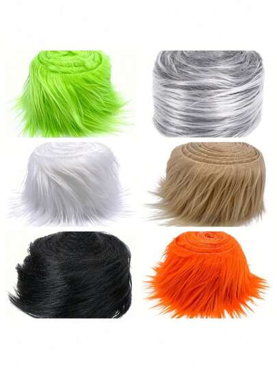 Plush Faux Fur Fabric Strip - Pre-Cut Fluffy Craft Fur For Gnome Beards, Cosplay Costumes & Decorations, For DIY Skirt Hem Decoration, Faux Fur Edgebanding Material, Fluffy Scarf Winter Hood Fur Decor Shawl Multicolor Fake Fur Scarf Coat Fur Collar