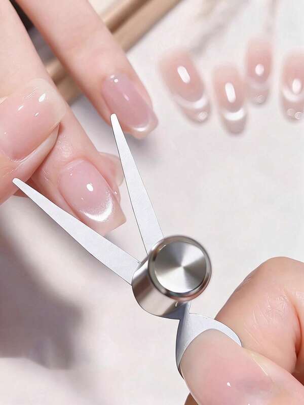 2pcs Deep V French Cat Eye Magnetic Auxiliary Tool, Strong Cylinder Magnet For Adhering Cat Eye Nails, Nail Art