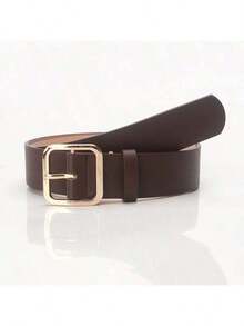 1pc Women's Coffee Color PU Material High-Quality Waist Belt Dress