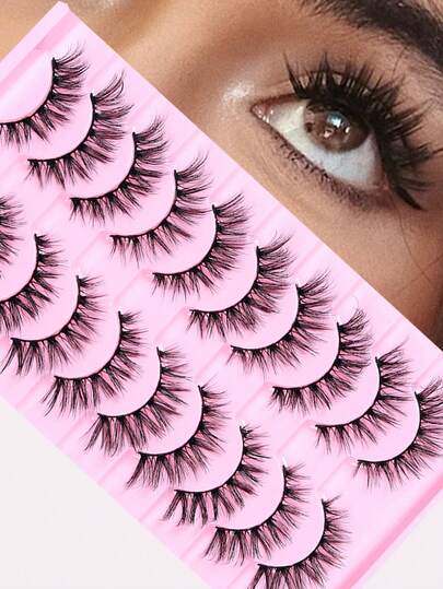 10 Pairs Of Cat-Eye Lashes, Large Capacity, European And American Best-Selling Lashes For Daily Makeup, Suitable For Daily Dates And Work