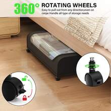 Under Bed Storage Organizer With Wheels Clear Top Underbed Storage Container For Clothes Shoes Blankets Foldable Under Bed Storage Bin With Handles For Bedroom Closet - Black - View 3