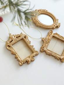 1 pieza Mini marcos de fotos dorados, pequeños marcos de fotos vintage antiguos con vidrio, pequeño marco de fotos para decoración del hogar, hotel, árbol, adornos navideños, decoración de mesa, exhibición de joyería, accesorios para fotografía