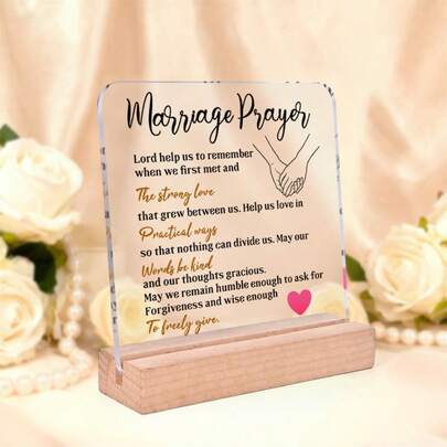 1 pezzo Targa decorativa in acrilico con preghiera per il matrimonio da tenere sulla scrivania, regalo ideale per matrimoni, addio al nubilato, fidanzamento per coppie