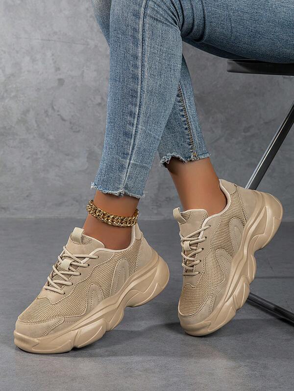 Women's Thick Sole Chunky Sneakers, Classic Versatile, Petite Height Increase Slimming, Comfortable Casual Athletic Shoes